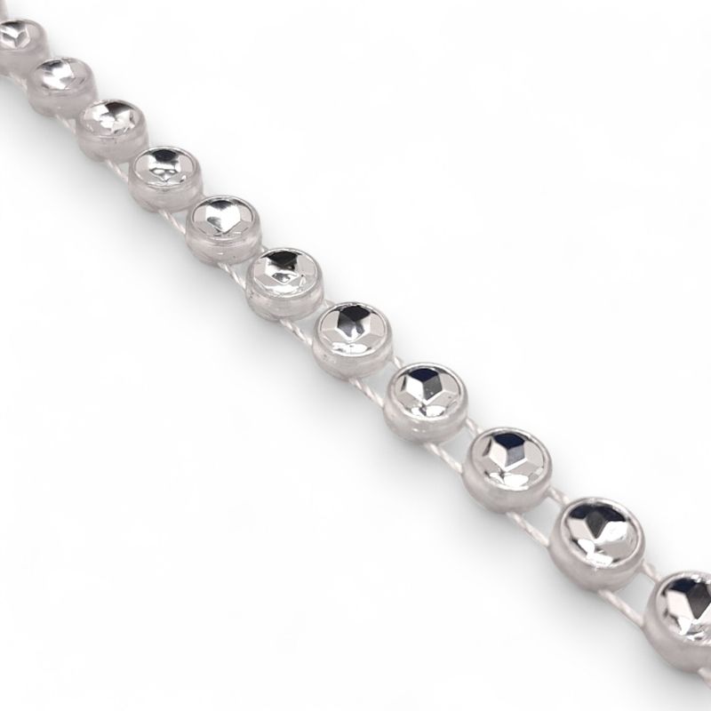 10yd 5mm Single Rhinestone Band Silver
