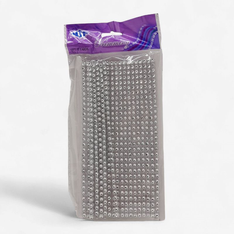 10yd 4mm Single Rhinestone Band Silver