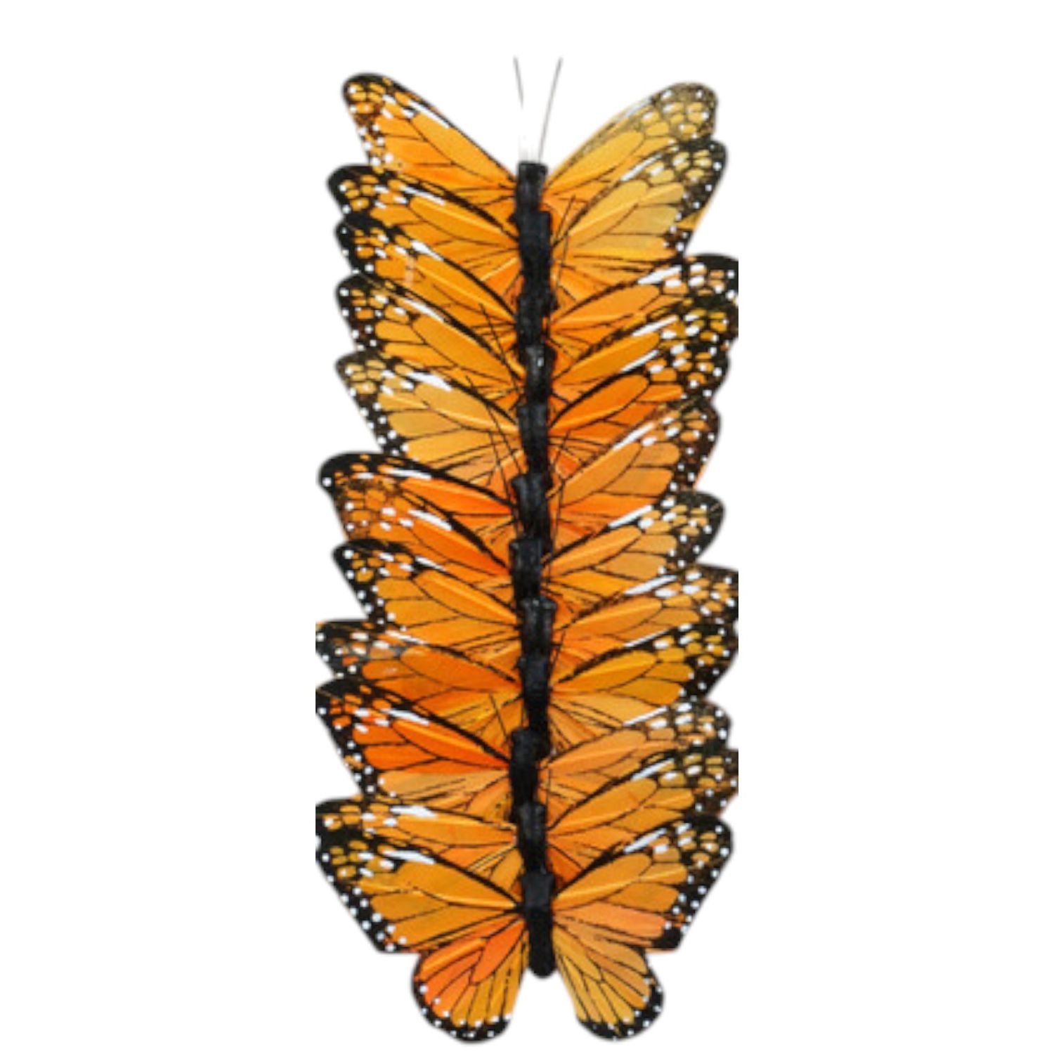 12pc 3.5"-4" Monarch Butterflies on 4" Wire Orange