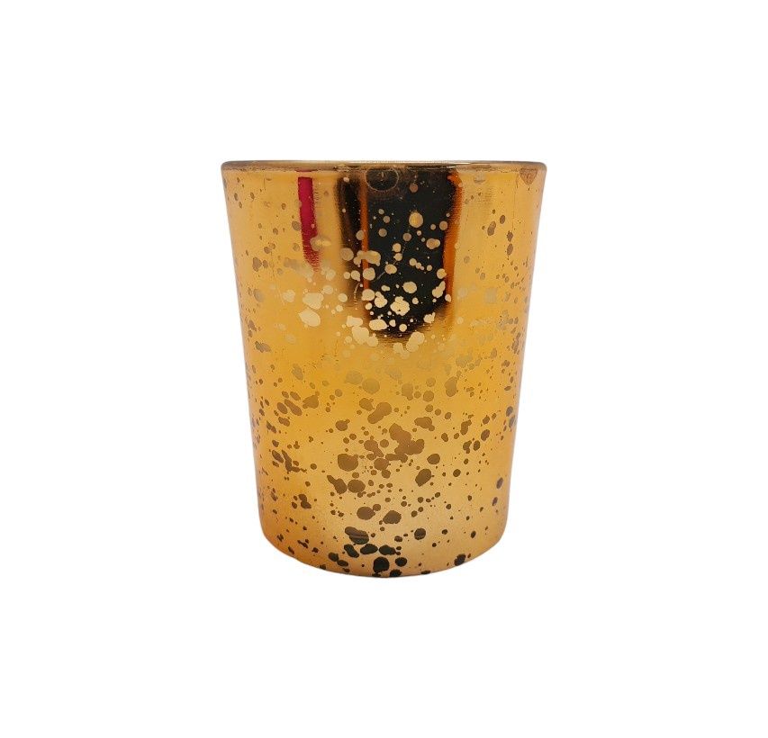 Mercury Glass Filled Votive Gold