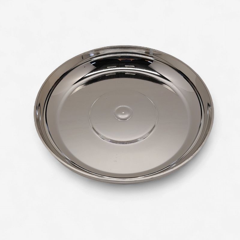 9.75" Round Designer Dish Silver (Plastic)
