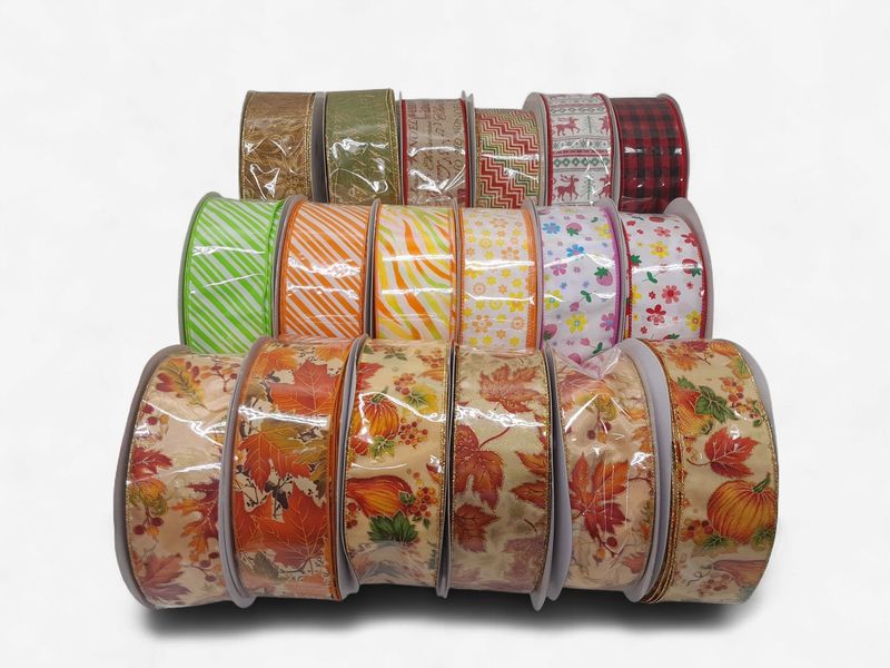 2.5"x50yd Assorted Wired Ribbon (1 Roll)