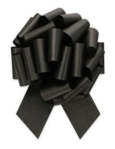 Flora Satin Pull Bow 4"x18 Loops Black (7/8" Ribbon)