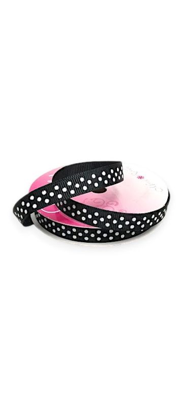 3/8"x5yd Grosgrain Swiss Dot Ribbon Black