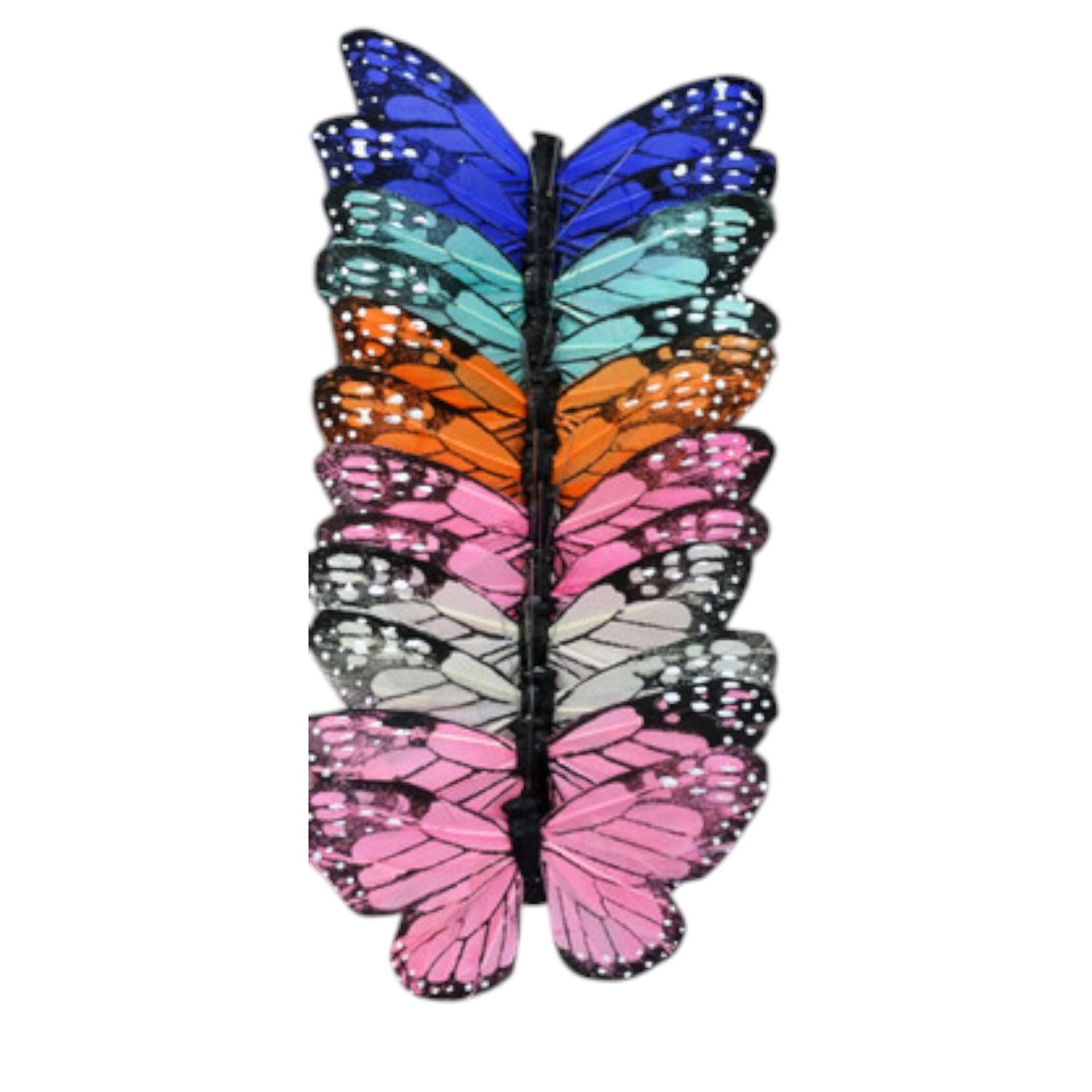 12pc 5" Monarch Butterflies on 3.5" Wire Multicolor Pastel