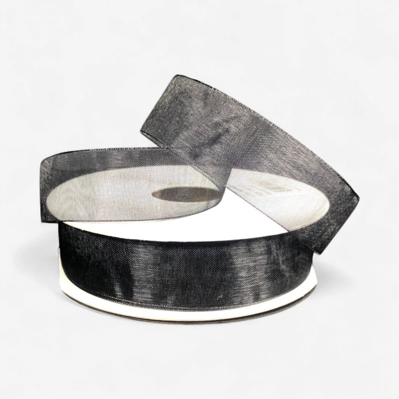 7/8"x25yd Organza Ribbon Black