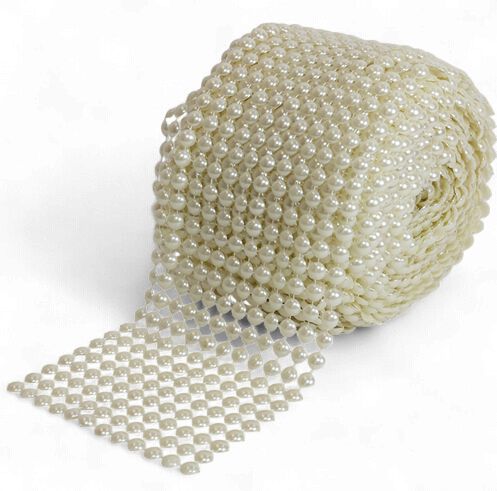 4.5"x10yd 8mm Flat Pearl Mesh White