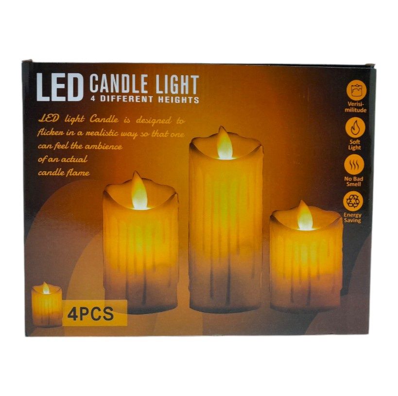 4pc Led Swinging Candles Ivory 5", 6", 7" &amp; 7.75"