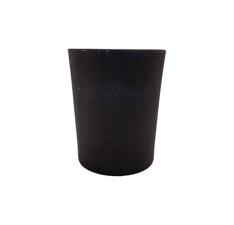 Frosted Glass Filled Votive Black