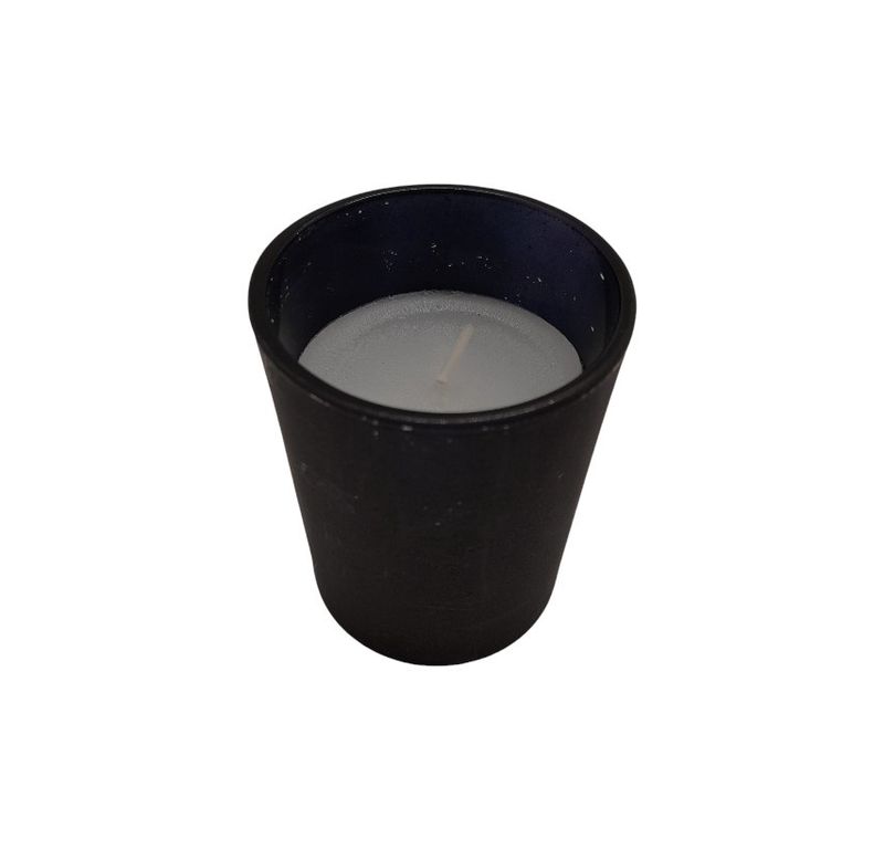 Frosted Glass Filled Votive Black