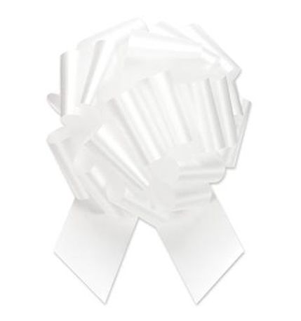 Flora Satin Pull Bow 4"x18 Loops White (7/8" Ribbon)