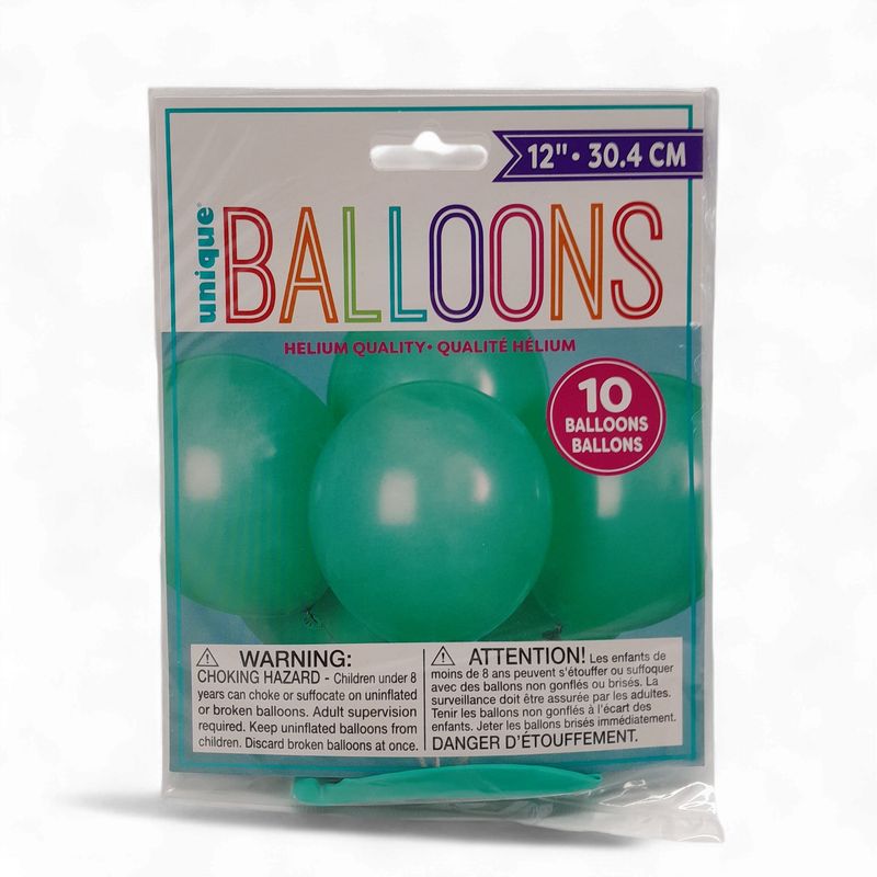 *12" Latex Balloons 10pc Aqua