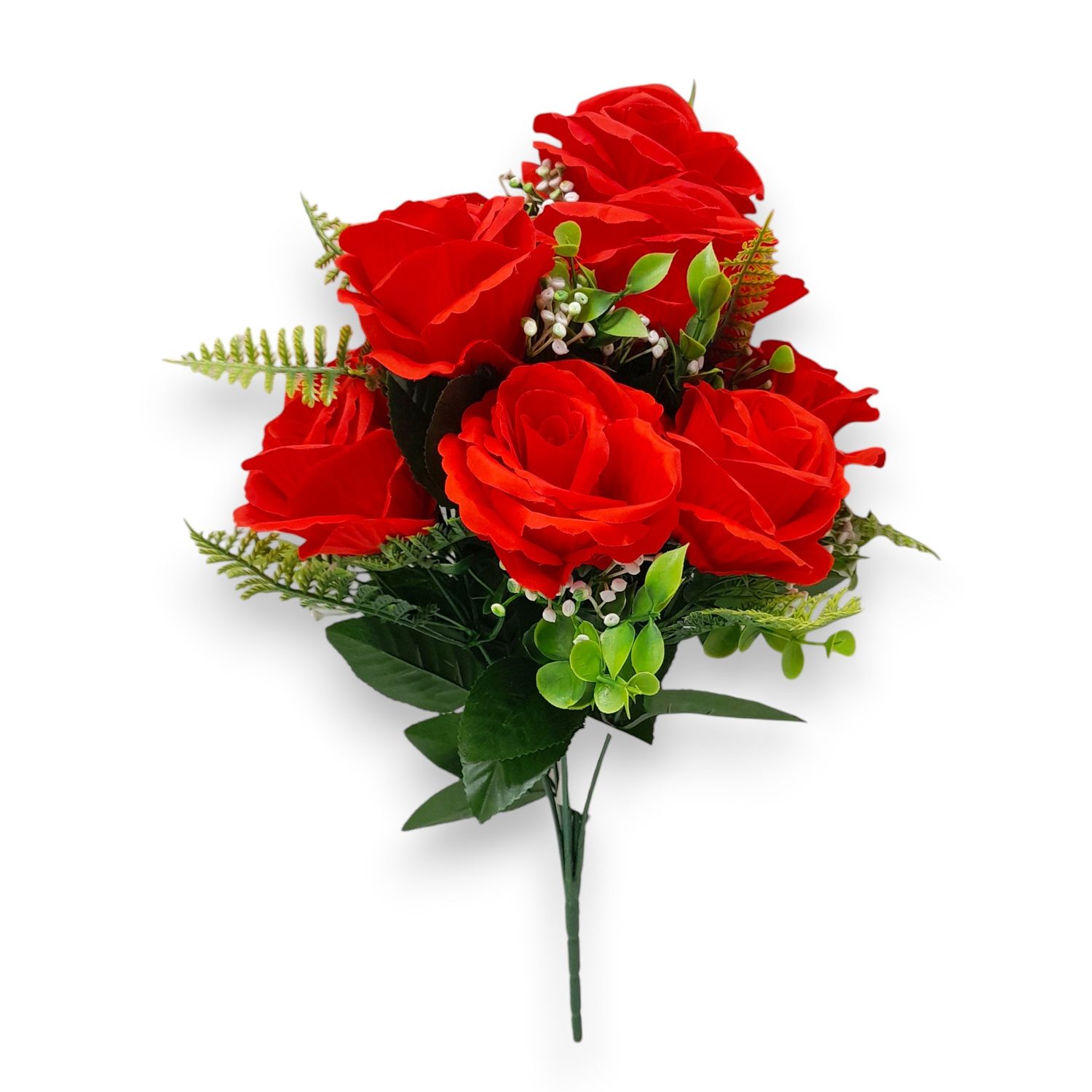 16" Open Rose Bush x10 Red