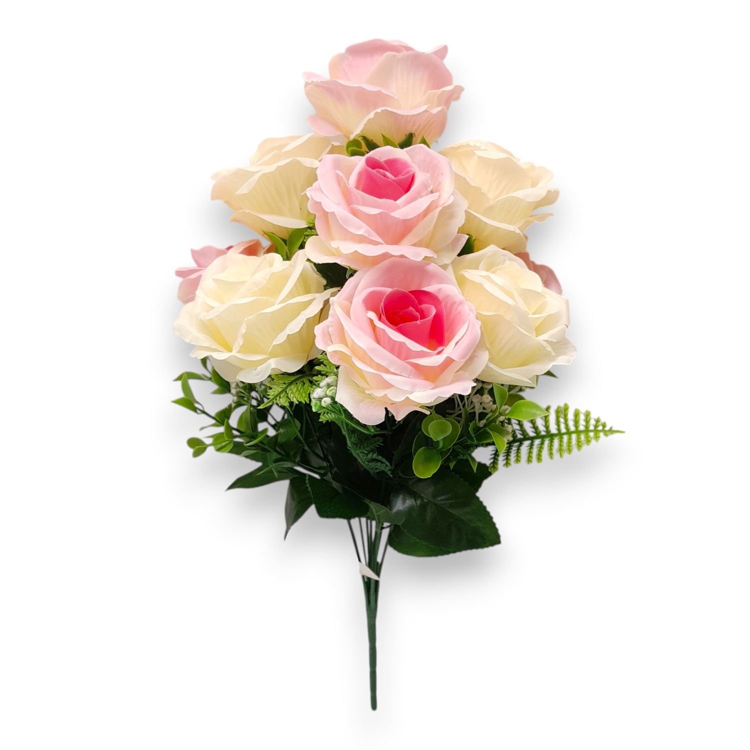 16" Open Rose Bush x10 Cream/Pink