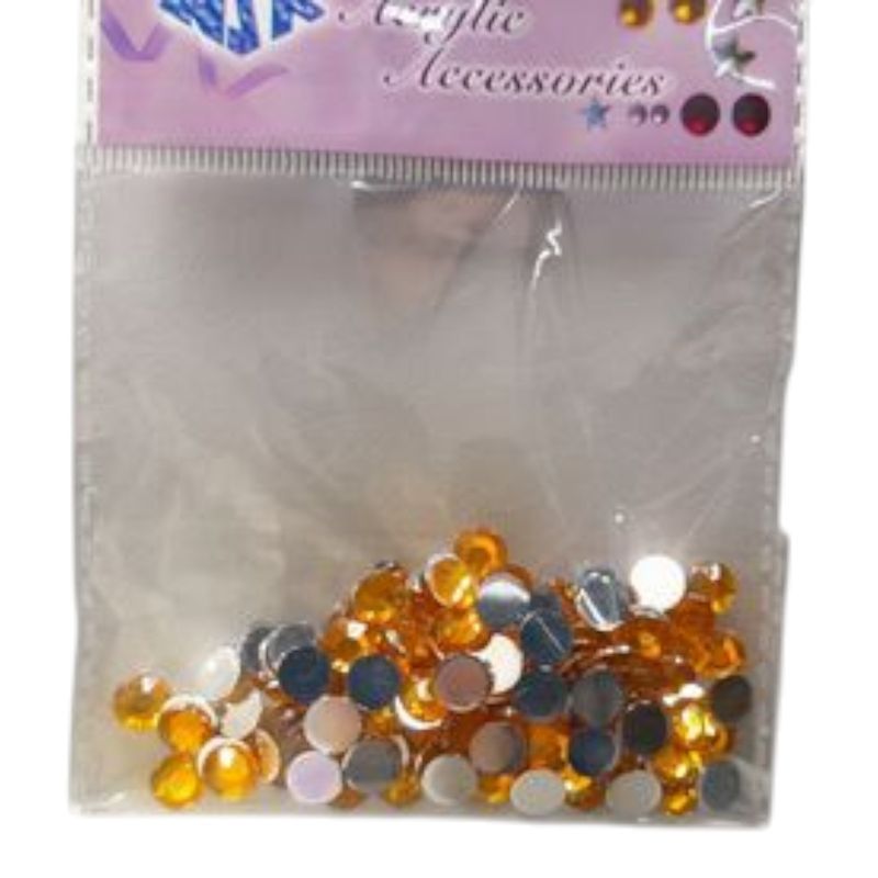 7mm Round Acrylic Rhinestones 130pc Gold