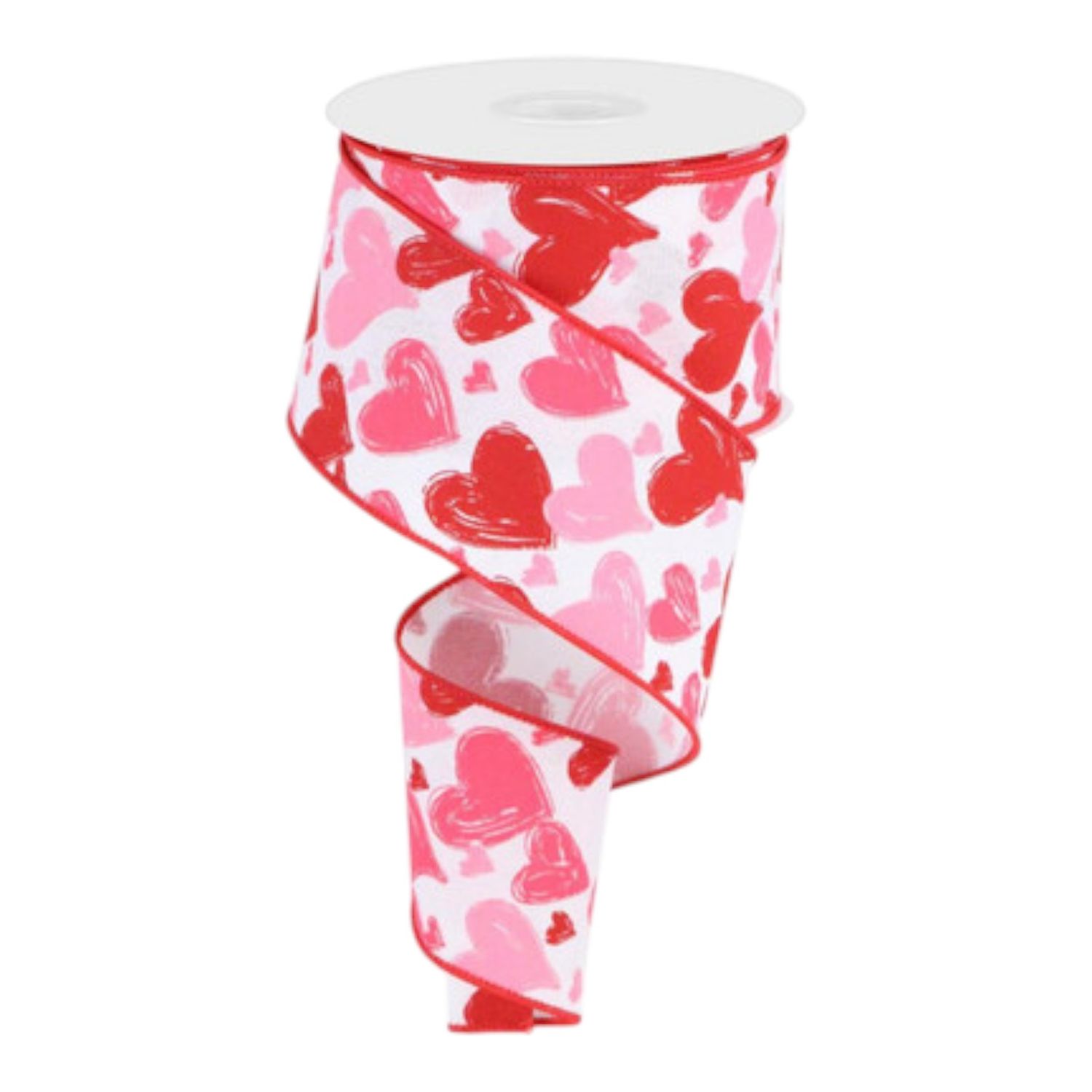 2.5"x10yd Hand Drawn Hearts Red/Pink/White