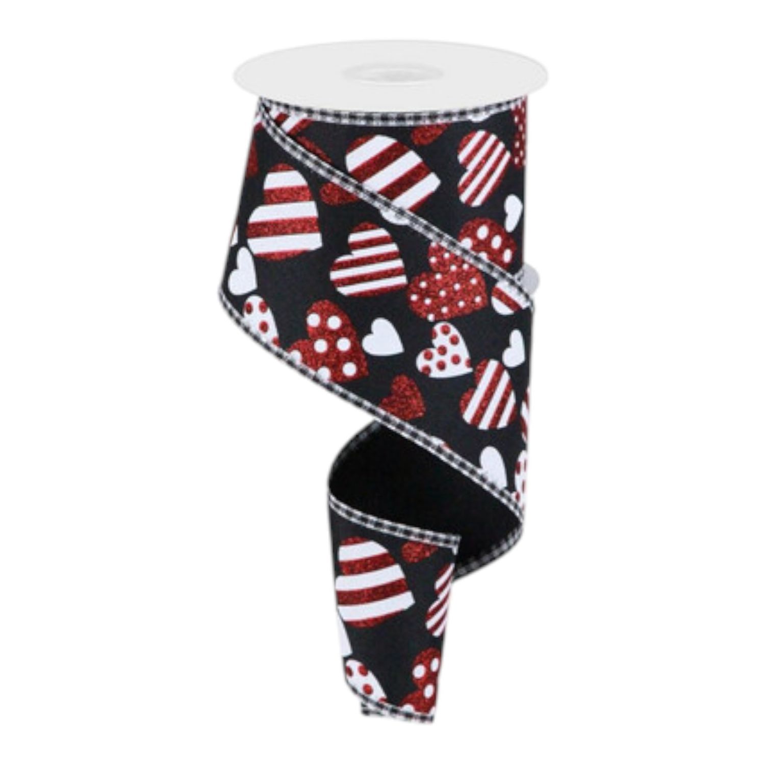 2.5"x10yd Valentine Hearts/Gingham Ribbon