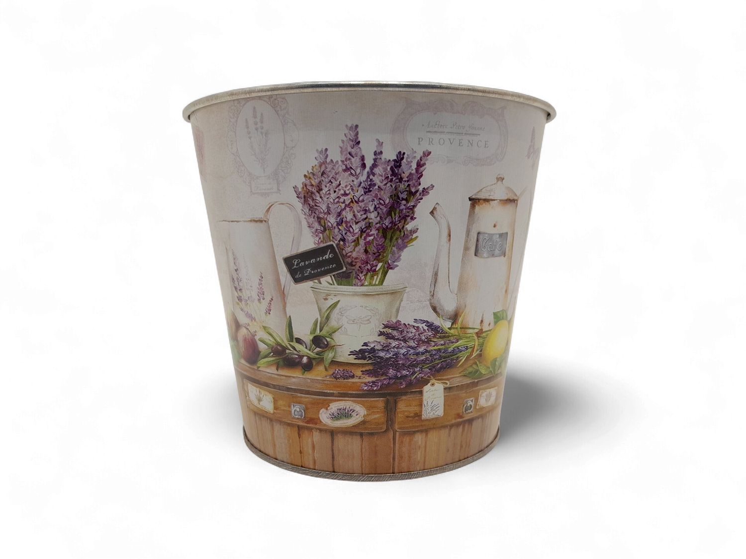 5.25" Lavender Tin Planter w/Liner