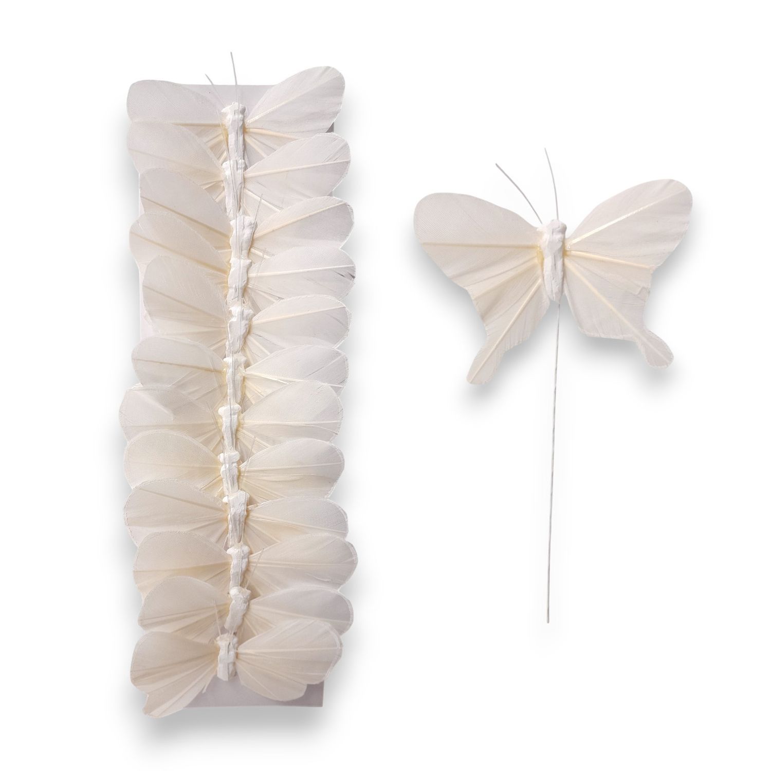 12pc 3" Butterflies on 3.5" Wire White