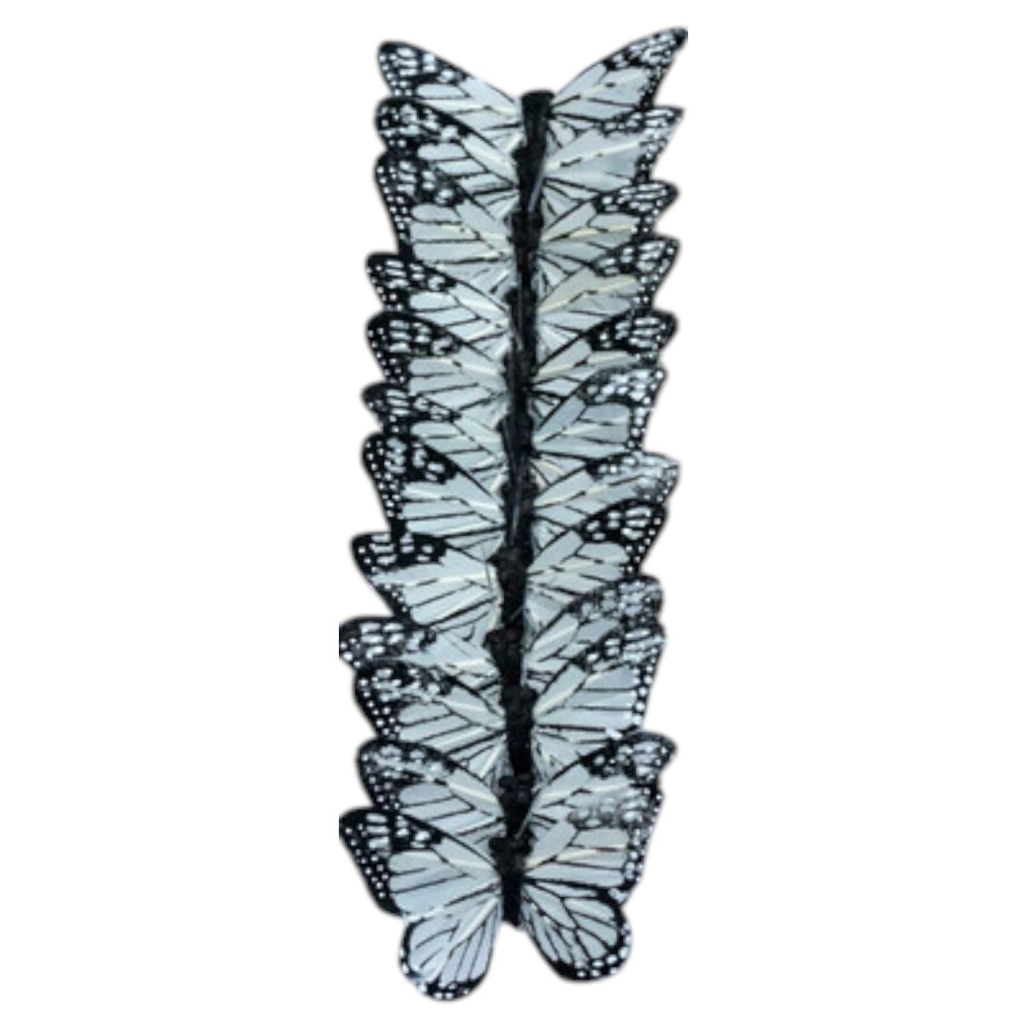 12pc 3" Monarch Butterflies on 3.5" Wire Black/White