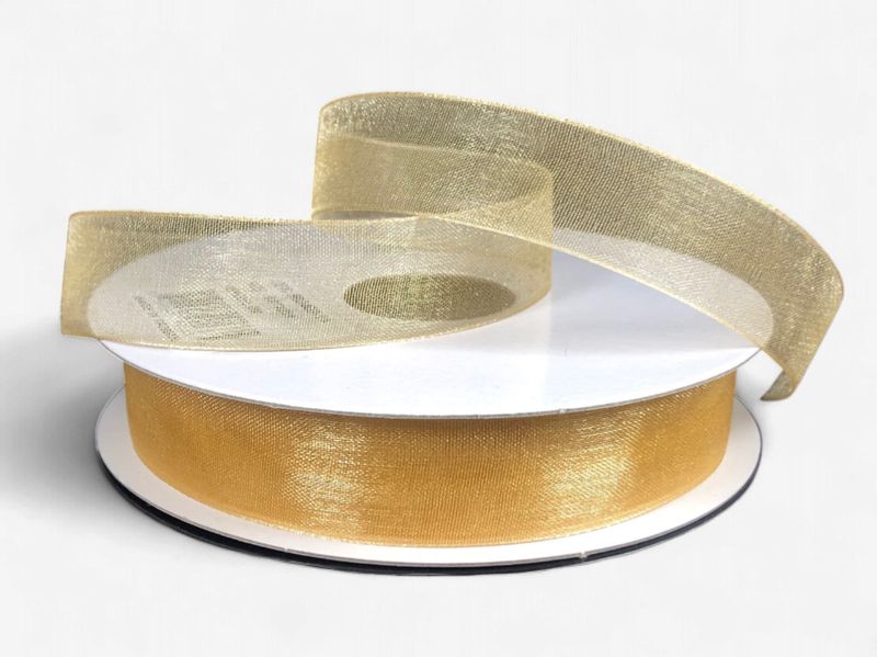 5/8"x100yd Organza Light Gold