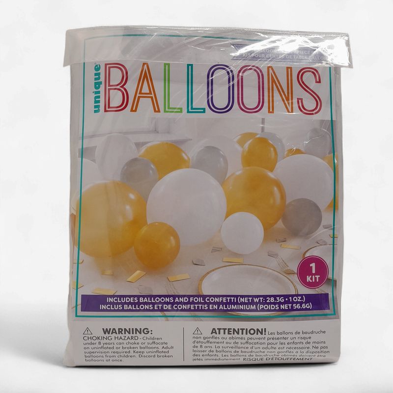Balloon/Confetti Centerpiece/Garland Kit Silver/White/Gold
