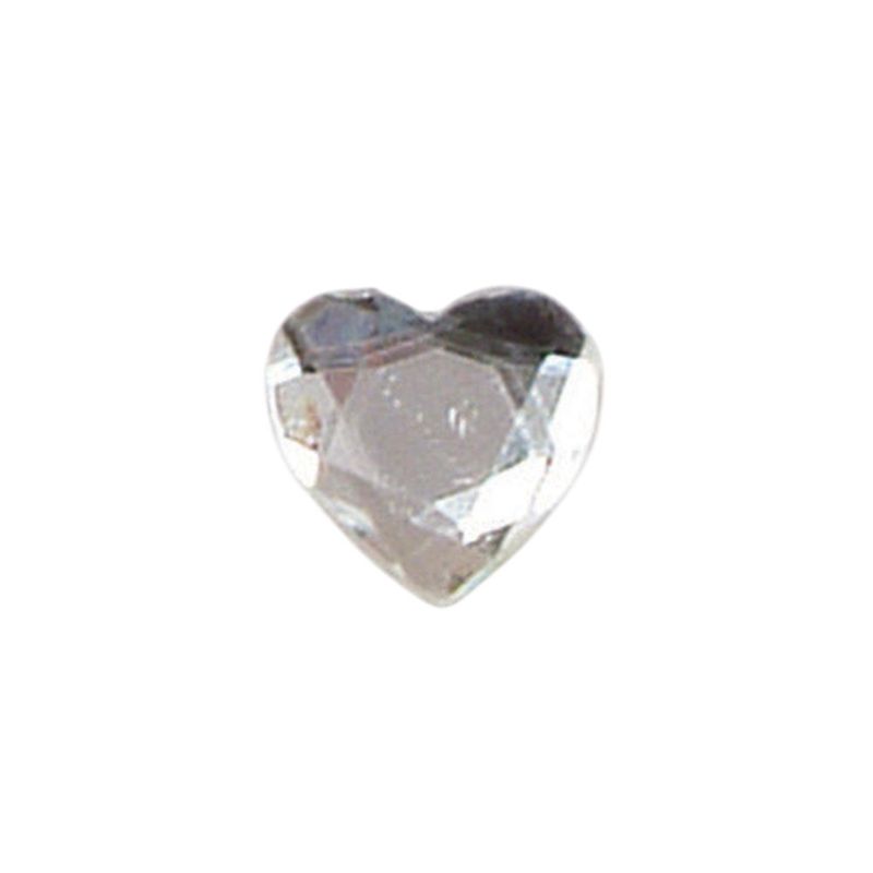 10mm Acrylic Flat Heart Rhinestones 80pc Silver