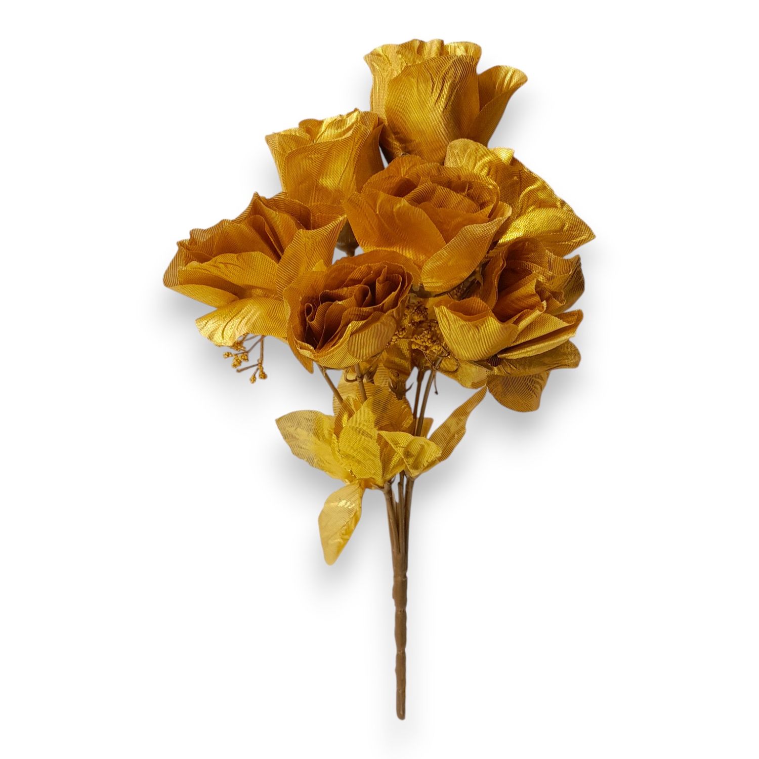 12" Rosebud Bush x7 Metallic Gold