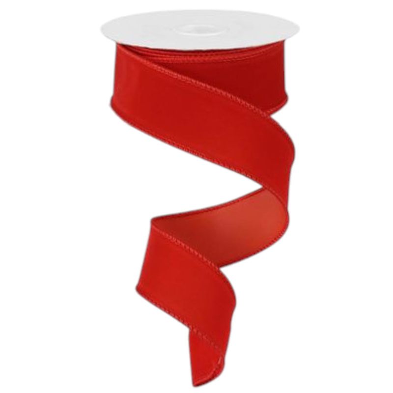 1.5"x50yd Outdoor Wired Velvet Ribbon Red