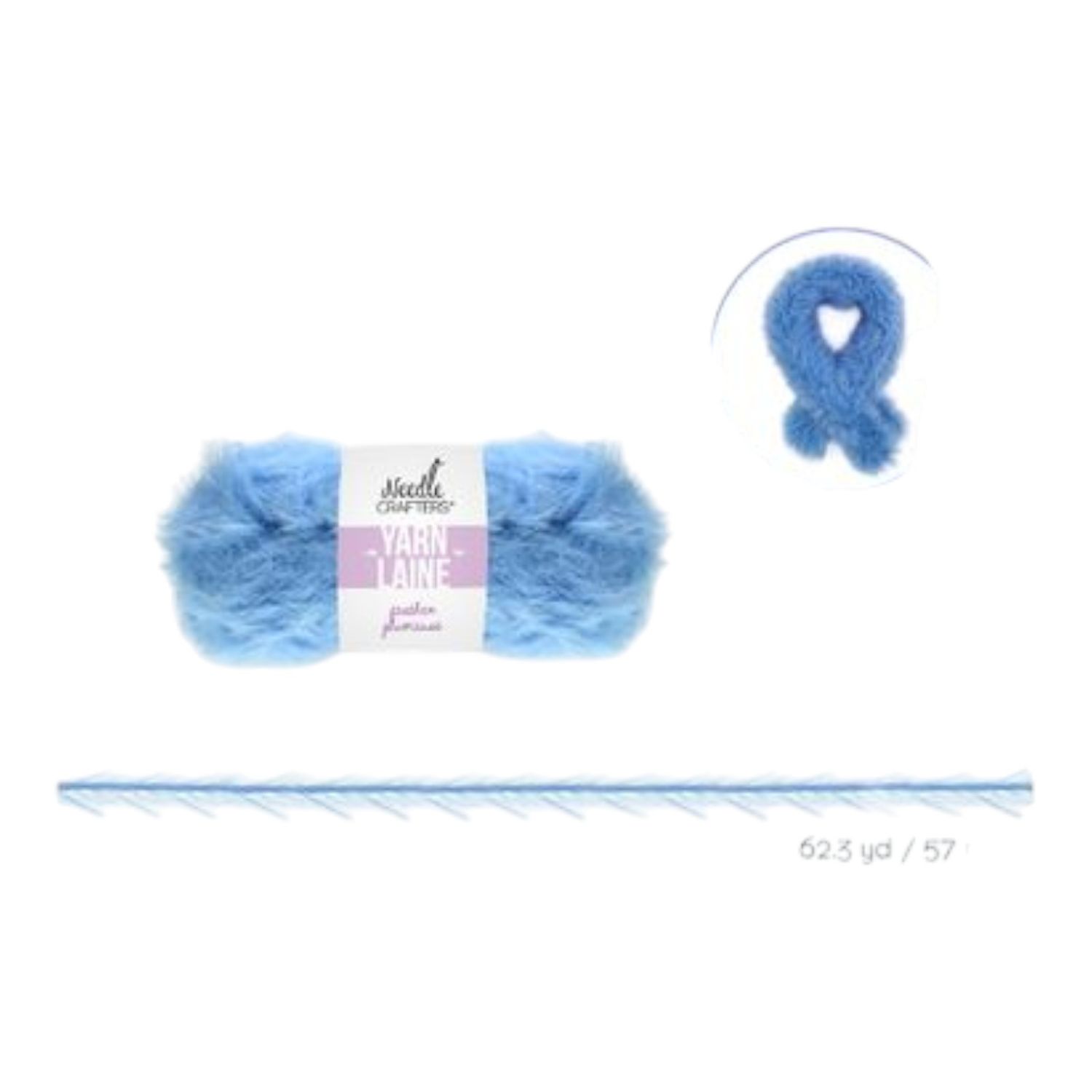 50g - Approx. 62.3yd 100% Nylon Feather Yarn Light Blue