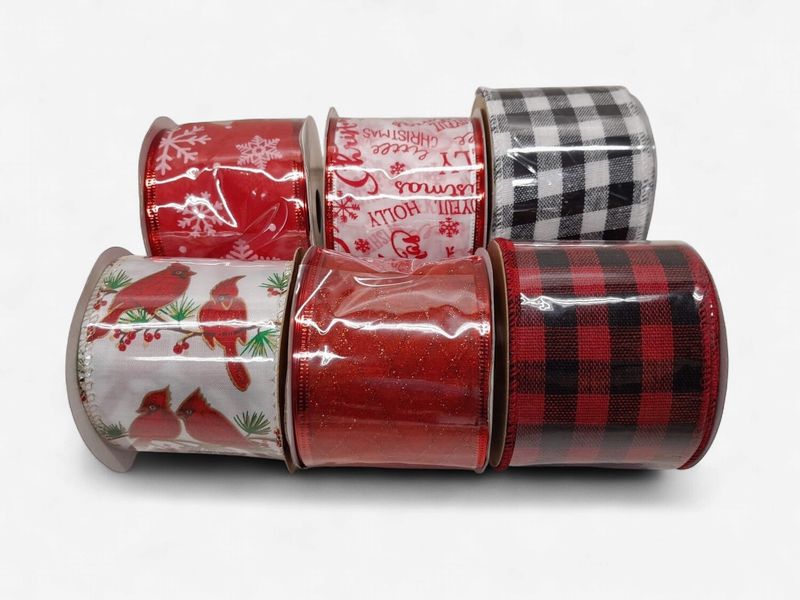 2.5"x5yd Wired Christmas Ribbon Assorted (1 Roll)