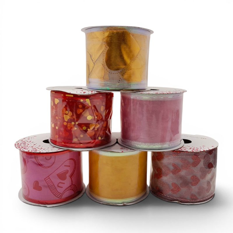 2.5"x3yd Wired Valentine Ribbon Assorted (1 Piece)