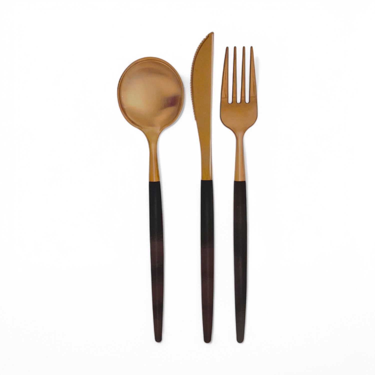 Reusable Cutlery Black/Gold 12pc
