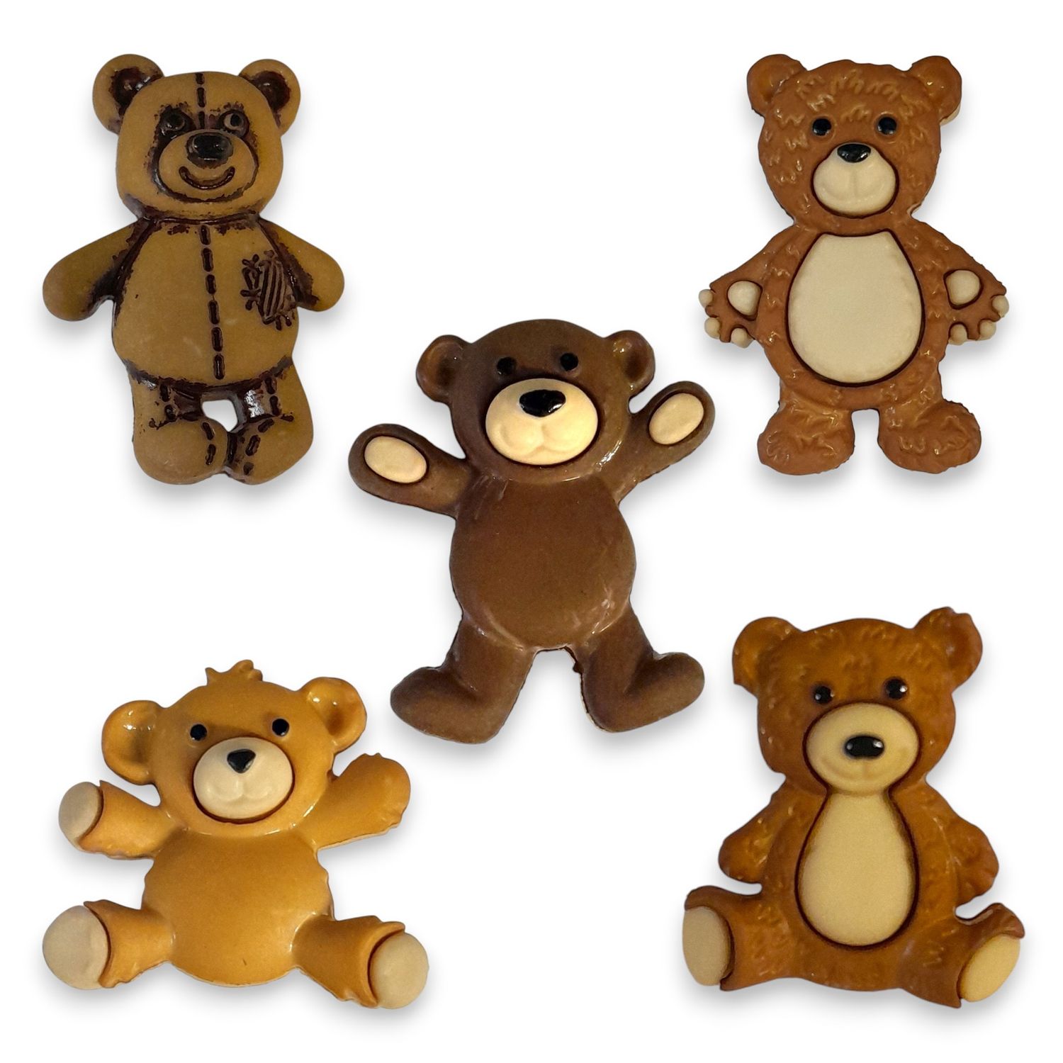 Teddy Bear Buttons 5pc