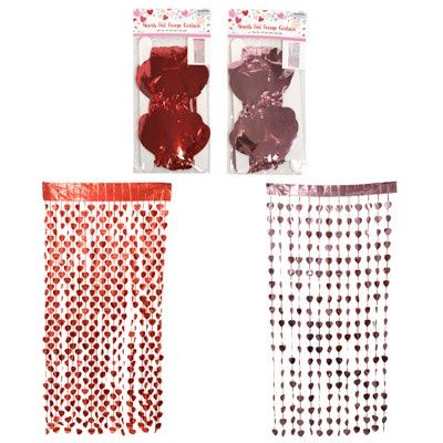 39"x 79"Valentine Foil Hearts Curtain Assorted (1 piece)