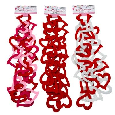 55" Valentine Felt Heart Garland Assorted (1 piece)
