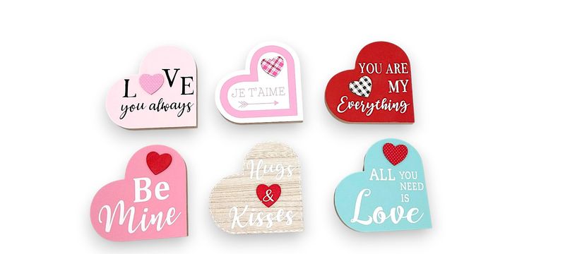 6"x 6" Valentine Heart Table Decor Assorted (1 piece)