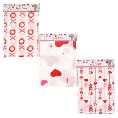 52"x 70" Valentine Tablecover Plastic Assorted (1 piece)
