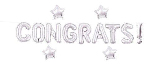 95" Foil "Congrats" Balloon Banner Silver