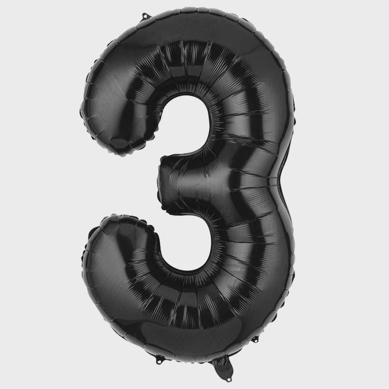 16" Foil Number Balloon Black #3