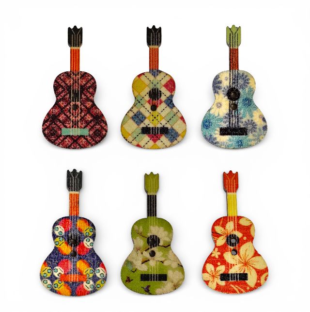 6pc Colorful Guitar Buttons Assorted