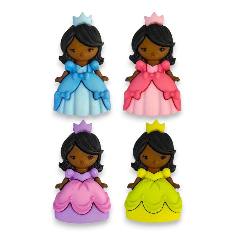 4pc Princess Buttons  Multicolor