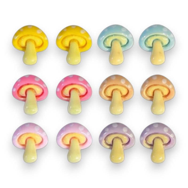 12pc Mini Mushroom Embellishments