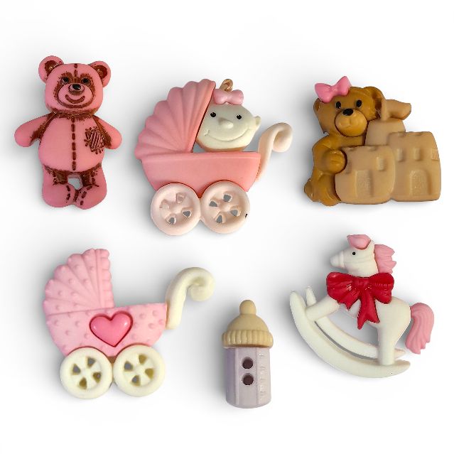 6pc Baby Girl Buttons
