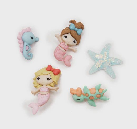 6pc Mermaid Sea Animal Buttons &amp; Embellishments