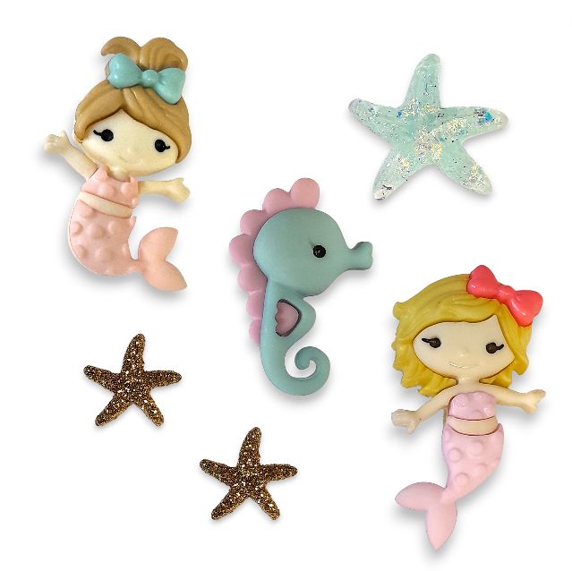 Mermaid Sea Animal Buttons &amp; Embellishments 6pc