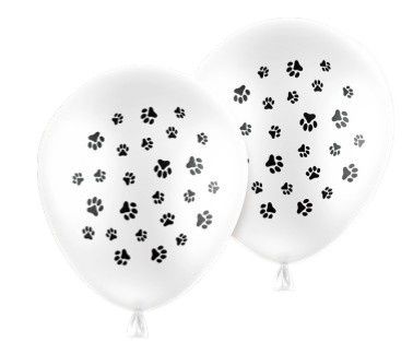 12" Pet Paws Latex Balloons 8pc White