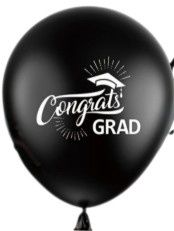 12" Congrats Grad Latex Balloons 8pc Black