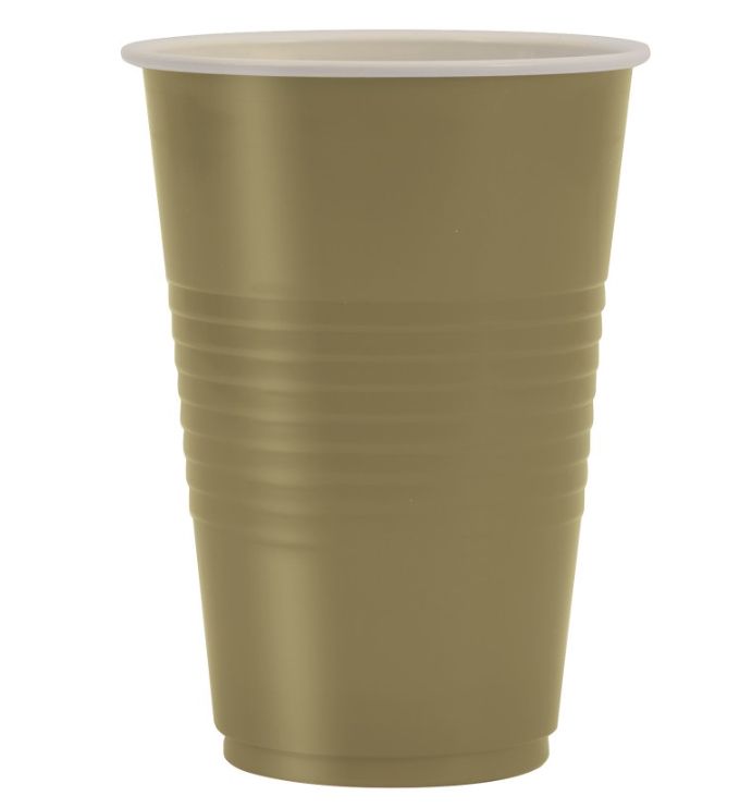 16oz Plastic Party Cups 50pc Gold