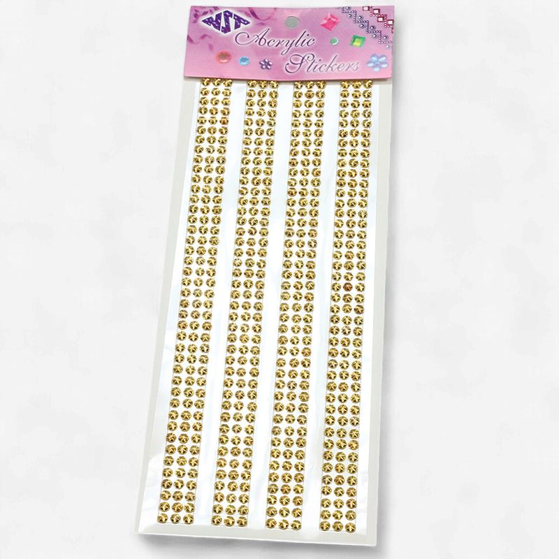 5mm  Diamond Cut Gemstone Ribbon Sticker 42pc Gold